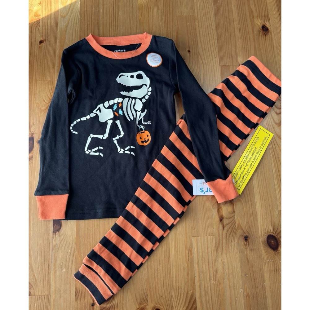 Carter's Glow In The Dark Halloween T-Rex Trick Or Treating PJ's Set Size 4T